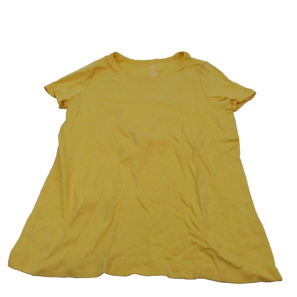 St Johns Bay Womens Top 100% Cotton Essential Tee Tellow Med